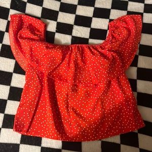 Red polka dots blouse
